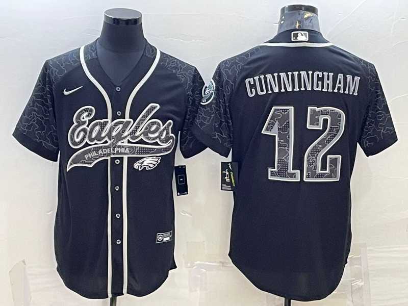 Men's Philadelphia Eagles #12 Randall Cunningham Black Reflective With Patch Cool Base Stitched Baseball Jersey,We sell and wholesale Men's Philadelphia Eagles #12 Randall Cunningham Black Reflective With Patch Cool Base Stitched Baseball Jersey on line form chian!